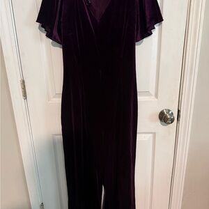Tahari Purple Velvet Jumpsuit